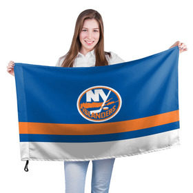 Флаг 3D с принтом New York Islanders в Екатеринбурге, 100% полиэстер | плотность ткани — 95 г/м2, размер — 67 х 109 см. Принт наносится с одной стороны | hockey | new york islander | nhl | нхл | спорт | хоккей