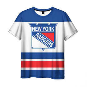 Мужская футболка 3D с принтом New York Rangers в Екатеринбурге, 100% полиэфир | прямой крой, круглый вырез горловины, длина до линии бедер | Тематика изображения на принте: hockey | new york rangers | nhl | нхл | спорт | хоккей