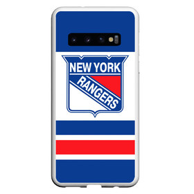 Чехол для Samsung Galaxy S10 с принтом New York Rangers в Екатеринбурге, Силикон | Область печати: задняя сторона чехла, без боковых панелей | Тематика изображения на принте: hockey | new york rangers | nhl | нхл | спорт | хоккей