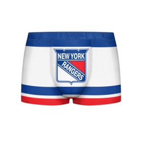 Мужские трусы 3D с принтом New York Rangers в Екатеринбурге, 50% хлопок, 50% полиэстер | классическая посадка, на поясе мягкая тканевая резинка | Тематика изображения на принте: hockey | new york rangers | nhl | нхл | спорт | хоккей