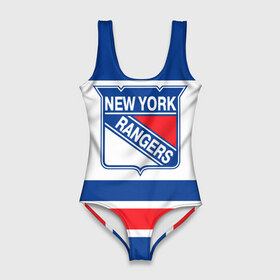 Купальник-боди 3D с принтом New York Rangers в Екатеринбурге, 82% полиэстер, 18% эластан | Круглая горловина, круглый вырез на спине | hockey | new york rangers | nhl | нхл | спорт | хоккей