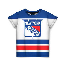 Детская футболка 3D с принтом New York Rangers в Екатеринбурге, 100% гипоаллергенный полиэфир | прямой крой, круглый вырез горловины, длина до линии бедер, чуть спущенное плечо, ткань немного тянется | hockey | new york rangers | nhl | нхл | спорт | хоккей