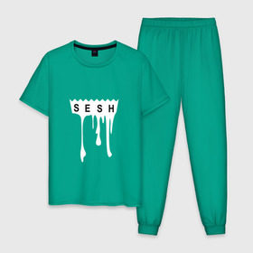 Мужская пижама хлопок с принтом Bones в Екатеринбурге, 100% хлопок | брюки и футболка прямого кроя, без карманов, на брюках мягкая резинка на поясе и по низу штанин
 | sesh | реп | рэп