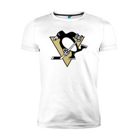Мужская футболка премиум с принтом Pittsburgh Penguins в Екатеринбурге, 92% хлопок, 8% лайкра | приталенный силуэт, круглый вырез ворота, длина до линии бедра, короткий рукав | Тематика изображения на принте: pittsburgh penguinspittsburgh penguins