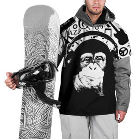 Накидка на куртку 3D с принтом Шимпанзе в наушниках в Екатеринбурге, 100% полиэстер |  | Тематика изображения на принте: джаз | музыка | обезьяна | рок | шимпанзе в наущниках