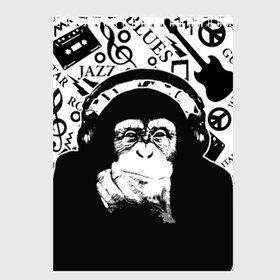 Скетчбук с принтом Шимпанзе в наушниках в Екатеринбурге, 100% бумага
 | 48 листов, плотность листов — 100 г/м2, плотность картонной обложки — 250 г/м2. Листы скреплены сверху удобной пружинной спиралью | Тематика изображения на принте: джаз | музыка | обезьяна | рок | шимпанзе в наущниках