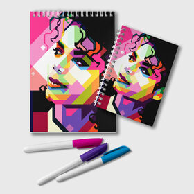 Блокнот с принтом Майкл Джексон в Екатеринбурге, 100% бумага | 48 листов, плотность листов — 60 г/м2, плотность картонной обложки — 250 г/м2. Листы скреплены удобной пружинной спиралью. Цвет линий — светло-серый
 | michael jackson | майкл джексон | поп арт | портрет