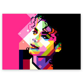 Поздравительная открытка с принтом Майкл Джексон в Екатеринбурге, 100% бумага | плотность бумаги 280 г/м2, матовая, на обратной стороне линовка и место для марки
 | michael jackson | майкл джексон | поп арт | портрет