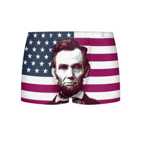 Мужские трусы 3D с принтом Авраам Линкольн в Екатеринбурге, 50% хлопок, 50% полиэстер | классическая посадка, на поясе мягкая тканевая резинка | авраам линкольн | президент | сша | флаг