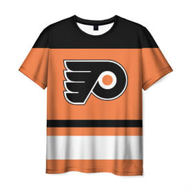 Мужская футболка 3D с принтом Philadelphia Flyers в Екатеринбурге, 100% полиэфир | прямой крой, круглый вырез горловины, длина до линии бедер | Тематика изображения на принте: hockey | nhl | philadelphia flyers | нхл | хоккей