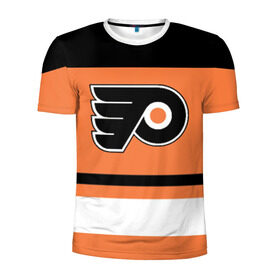 Мужская футболка 3D спортивная с принтом Philadelphia Flyers в Екатеринбурге, 100% полиэстер с улучшенными характеристиками | приталенный силуэт, круглая горловина, широкие плечи, сужается к линии бедра | hockey | nhl | philadelphia flyers | нхл | хоккей