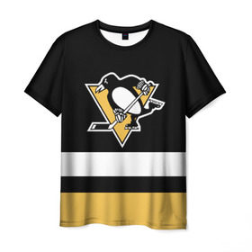 Мужская футболка 3D с принтом Pittsburgh Penguins в Екатеринбурге, 100% полиэфир | прямой крой, круглый вырез горловины, длина до линии бедер | hockey | nhl | pittsburgh penguins | нхл | хоккей