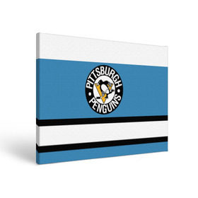 Холст прямоугольный с принтом Pittsburgh Penguins blue в Екатеринбурге, 100% ПВХ |  | hockey | nhl | pittsburgh penguins | нхл | хоккей