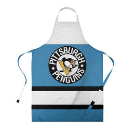 Фартук 3D с принтом Pittsburgh Penguins blue в Екатеринбурге, 100% полиэстер | общий размер — 65 х 85 см, ширина нагрудника — 26 см, горловина — 53 см, длина завязок — 54 см, общий обхват в поясе — 173 см. Принт на завязках и на горловине наносится с двух сторон, на основной части фартука — только с внешней стороны | hockey | nhl | pittsburgh penguins | нхл | хоккей