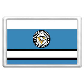 Магнит 45*70 с принтом Pittsburgh Penguins blue в Екатеринбурге, Пластик | Размер: 78*52 мм; Размер печати: 70*45 | hockey | nhl | pittsburgh penguins | нхл | хоккей