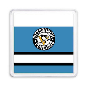Магнит 55*55 с принтом Pittsburgh Penguins blue в Екатеринбурге, Пластик | Размер: 65*65 мм; Размер печати: 55*55 мм | hockey | nhl | pittsburgh penguins | нхл | хоккей