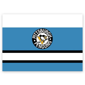 Поздравительная открытка с принтом Pittsburgh Penguins blue в Екатеринбурге, 100% бумага | плотность бумаги 280 г/м2, матовая, на обратной стороне линовка и место для марки
 | hockey | nhl | pittsburgh penguins | нхл | хоккей