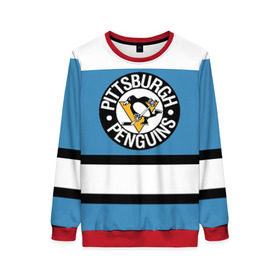 Женский свитшот 3D с принтом Pittsburgh Penguins blue в Екатеринбурге, 100% полиэстер с мягким внутренним слоем | круглый вырез горловины, мягкая резинка на манжетах и поясе, свободная посадка по фигуре | hockey | nhl | pittsburgh penguins | нхл | хоккей