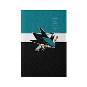 Обложка для паспорта матовая кожа с принтом San Jose Sharks в Екатеринбурге, натуральная матовая кожа | размер 19,3 х 13,7 см; прозрачные пластиковые крепления | hockey | nhl | san jose sharks | нхл | спорт | хоккей