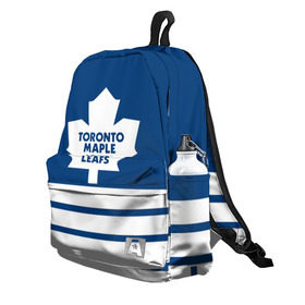 Рюкзак 3D с принтом Toronto Maple Leafs в Екатеринбурге, 100% полиэстер | лямки с регулируемой длиной, сверху петелька, чтобы рюкзак можно было повесить на вешалку. Основное отделение закрывается на молнию, как и внешний карман. Внутри два дополнительных кармана, один из которых закрывается на молнию. По бокам два дополнительных кармашка | Тематика изображения на принте: hockey | nhl | toronto maple leafs | нхл | хоккей