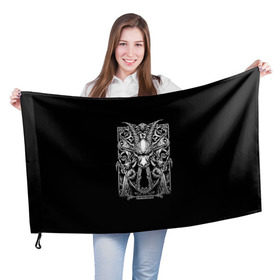 Флаг 3D с принтом Козерог в Екатеринбурге, 100% полиэстер | плотность ткани — 95 г/м2, размер — 67 х 109 см. Принт наносится с одной стороны | capricorn | арт | гороскоп | знаки зодиака | козерог | череп