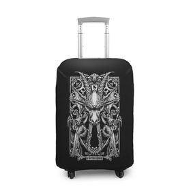 Чехол для чемодана 3D с принтом Козерог в Екатеринбурге, 86% полиэфир, 14% спандекс | двустороннее нанесение принта, прорези для ручек и колес | capricorn | арт | гороскоп | знаки зодиака | козерог | череп