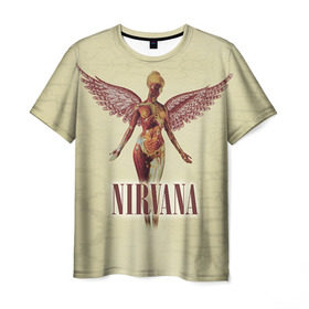 Мужская футболка 3D с принтом Nirvana в Екатеринбурге, 100% полиэфир | прямой крой, круглый вырез горловины, длина до линии бедер | Тематика изображения на принте: cobain | curt | nirvana | rock | группа | кобейн | курт | нирвана | рок