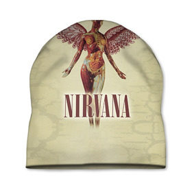 Шапка 3D с принтом Nirvana в Екатеринбурге, 100% полиэстер | универсальный размер, печать по всей поверхности изделия | cobain | curt | nirvana | rock | группа | кобейн | курт | нирвана | рок