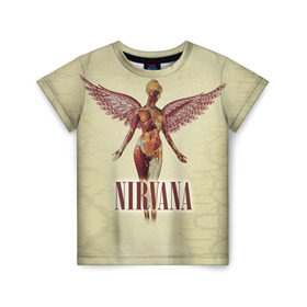 Детская футболка 3D с принтом Nirvana в Екатеринбурге, 100% гипоаллергенный полиэфир | прямой крой, круглый вырез горловины, длина до линии бедер, чуть спущенное плечо, ткань немного тянется | cobain | curt | nirvana | rock | группа | кобейн | курт | нирвана | рок