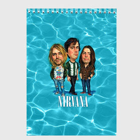 Скетчбук с принтом Шаржи группа Nirvana в Екатеринбурге, 100% бумага
 | 48 листов, плотность листов — 100 г/м2, плотность картонной обложки — 250 г/м2. Листы скреплены сверху удобной пружинной спиралью | cobain | curt | nirvana | rock | группа | кобейн | курт | нирвана | рок