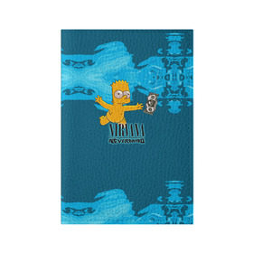 Обложка для паспорта матовая кожа с принтом Nirvana & Simpson в Екатеринбурге, натуральная матовая кожа | размер 19,3 х 13,7 см; прозрачные пластиковые крепления | cobain | curt | nirvana | rock | группа | кобейн | курт | нирвана | рок