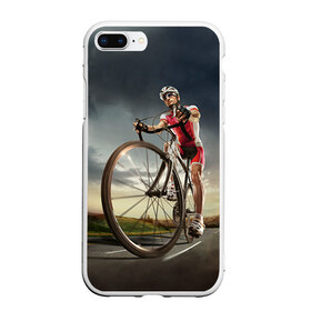 Чехол для iPhone 7Plus/8 Plus матовый с принтом Велогонщик в Екатеринбурге, Силикон | Область печати: задняя сторона чехла, без боковых панелей | extreme | вело | велосипед | шоссейный велосипед | экстрим