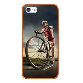 Чехол силиконовый для Телефон Apple iPhone 5/5S с принтом МТБ в Екатеринбурге, Силикон | Область печати: задняя сторона чехла, без боковых панелей | extreme | вело | велосипед | шоссейный велосипед | экстрим