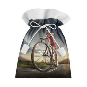 Подарочный 3D мешок с принтом Велогонщик в Екатеринбурге, 100% полиэстер | Размер: 29*39 см | extreme | вело | велосипед | шоссейный велосипед | экстрим