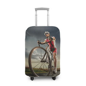 Чехол для чемодана 3D с принтом Велогонщик в Екатеринбурге, 86% полиэфир, 14% спандекс | двустороннее нанесение принта, прорези для ручек и колес | extreme | вело | велосипед | шоссейный велосипед | экстрим