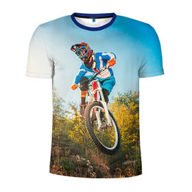 Мужская футболка 3D спортивная с принтом МТБ в Екатеринбурге, 100% полиэстер с улучшенными характеристиками | приталенный силуэт, круглая горловина, широкие плечи, сужается к линии бедра | extreme | вело | велосипед | маунтинбайк | мтб | экстрим