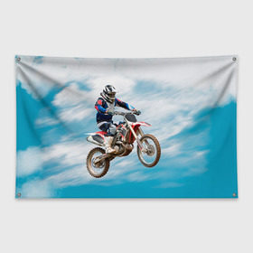 Флаг-баннер с принтом Эндуро в Екатеринбурге, 100% полиэстер | размер 67 х 109 см, плотность ткани — 95 г/м2; по краям флага есть четыре люверса для крепления | extreme | мото | мотокросс | мотоцикл | экстрим