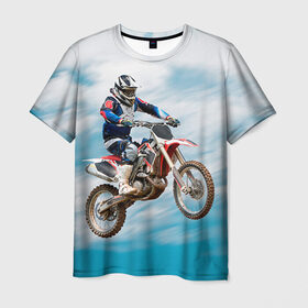 Мужская футболка 3D с принтом Эндуро в Екатеринбурге, 100% полиэфир | прямой крой, круглый вырез горловины, длина до линии бедер | extreme | мото | мотокросс | мотоцикл | экстрим