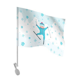Флаг для автомобиля с принтом Лыжник в Екатеринбурге, 100% полиэстер | Размер: 30*21 см | extreme | ski | skiing | горнолыжное | горные лыжи | лыжник | фристайл | экстрим