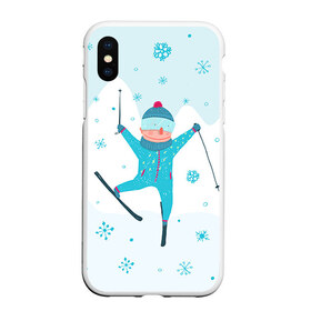 Чехол для iPhone XS Max матовый с принтом Лыжник в Екатеринбурге, Силикон | Область печати: задняя сторона чехла, без боковых панелей | extreme | ski | skiing | горнолыжное | горные лыжи | лыжник | фристайл | экстрим