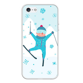 Чехол для iPhone 5/5S матовый с принтом Лыжник в Екатеринбурге, Силикон | Область печати: задняя сторона чехла, без боковых панелей | extreme | ski | skiing | горнолыжное | горные лыжи | лыжник | фристайл | экстрим
