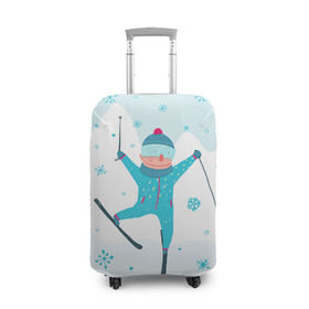 Чехол для чемодана 3D с принтом Лыжник в Екатеринбурге, 86% полиэфир, 14% спандекс | двустороннее нанесение принта, прорези для ручек и колес | extreme | ski | skiing | горнолыжное | горные лыжи | лыжник | фристайл | экстрим