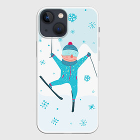Чехол для iPhone 13 mini с принтом Лыжник в Екатеринбурге,  |  | extreme | ski | skiing | горнолыжное | горные лыжи | лыжник | фристайл | экстрим