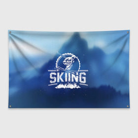 Флаг-баннер с принтом Лыжный спорт в Екатеринбурге, 100% полиэстер | размер 67 х 109 см, плотность ткани — 95 г/м2; по краям флага есть четыре люверса для крепления | extreme | ski | skiing | горнолыжное | горные лыжи | лыжник | фристайл | экстрим