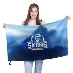 Флаг 3D с принтом Лыжный спорт в Екатеринбурге, 100% полиэстер | плотность ткани — 95 г/м2, размер — 67 х 109 см. Принт наносится с одной стороны | extreme | ski | skiing | горнолыжное | горные лыжи | лыжник | фристайл | экстрим