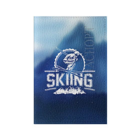 Обложка для паспорта матовая кожа с принтом Лыжный спорт в Екатеринбурге, натуральная матовая кожа | размер 19,3 х 13,7 см; прозрачные пластиковые крепления | extreme | ski | skiing | горнолыжное | горные лыжи | лыжник | фристайл | экстрим