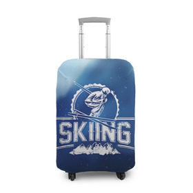 Чехол для чемодана 3D с принтом Лыжный спорт в Екатеринбурге, 86% полиэфир, 14% спандекс | двустороннее нанесение принта, прорези для ручек и колес | extreme | ski | skiing | горнолыжное | горные лыжи | лыжник | фристайл | экстрим