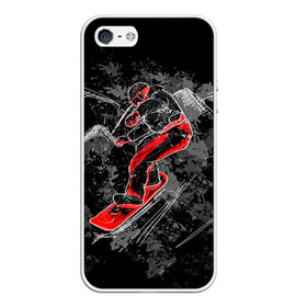 Чехол для iPhone 5/5S матовый с принтом Сноубордист в Екатеринбурге, Силикон | Область печати: задняя сторона чехла, без боковых панелей | extreme | snowboard | сноуборд | сноубордист | экстрим