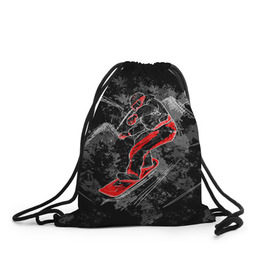 Рюкзак-мешок 3D с принтом Сноубордист в Екатеринбурге, 100% полиэстер | плотность ткани — 200 г/м2, размер — 35 х 45 см; лямки — толстые шнурки, застежка на шнуровке, без карманов и подкладки | extreme | snowboard | сноуборд | сноубордист | экстрим