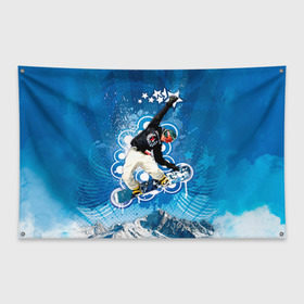 Флаг-баннер с принтом Экстрим в Екатеринбурге, 100% полиэстер | размер 67 х 109 см, плотность ткани — 95 г/м2; по краям флага есть четыре люверса для крепления | extreme | snowboard | сноуборд | сноубордист | спорт | экстрим